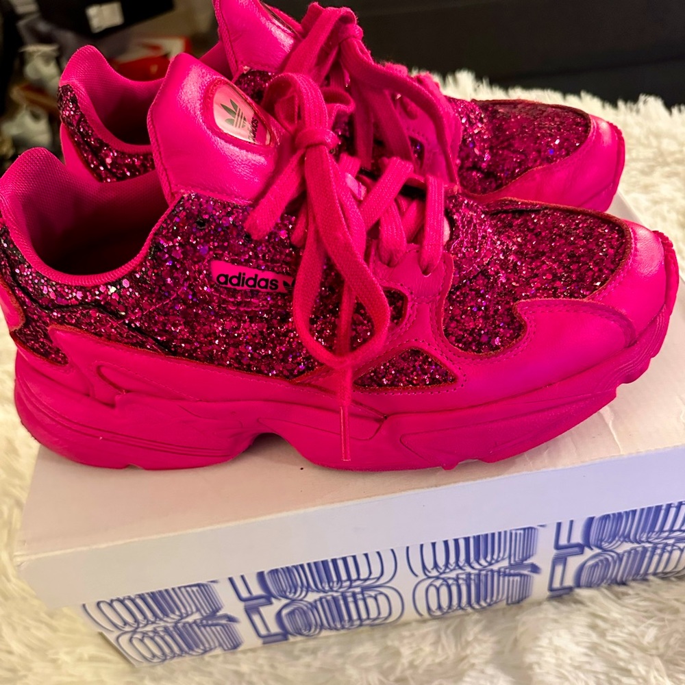 Women’s Adidas Falcon Sneakers. Hot pink/w glitter Size 8.5.
